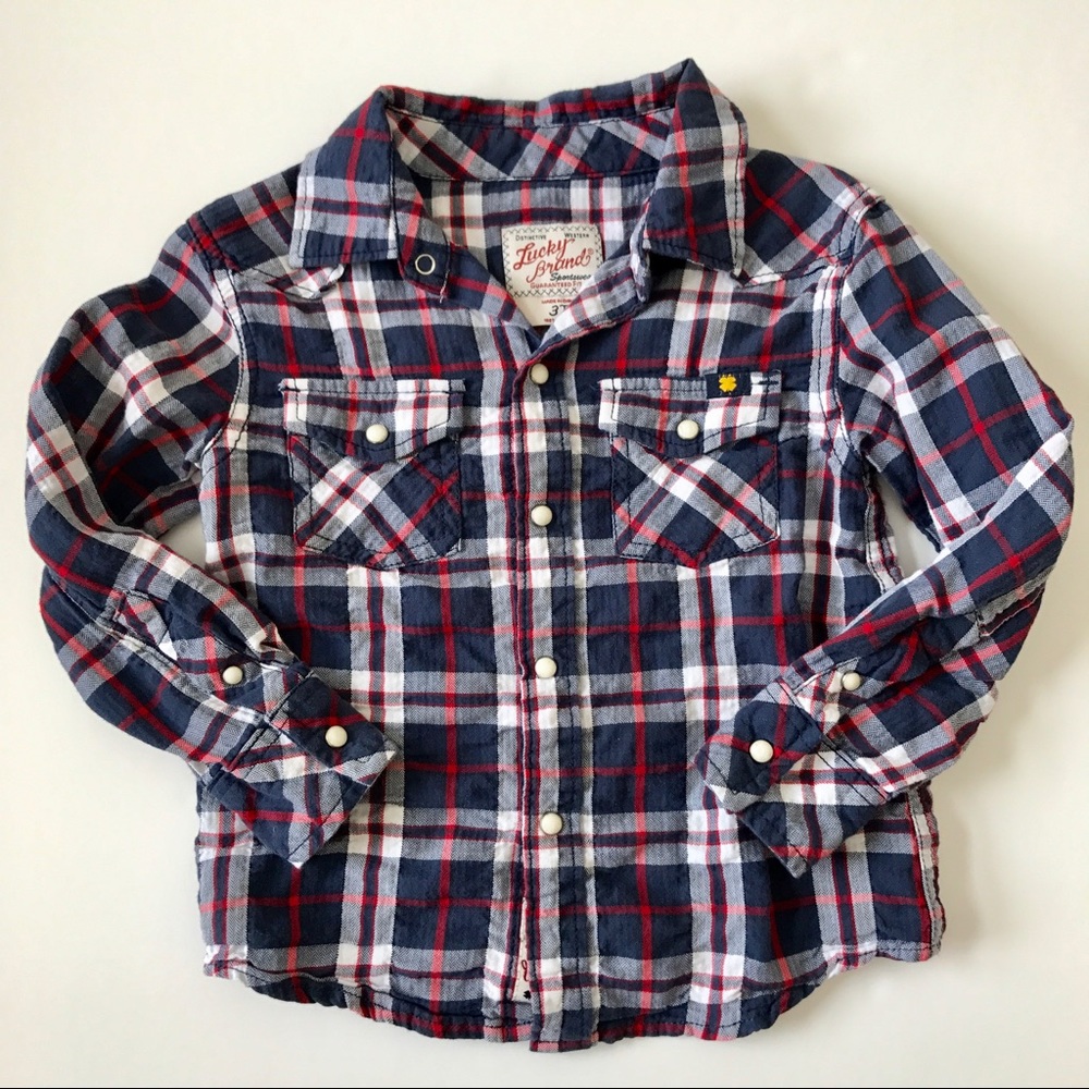 Lucky Brand Snap Front Long Sleeve Shirt (Boys 3T)